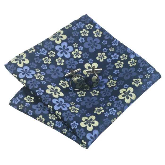 Подарункова краватка синя з квітами