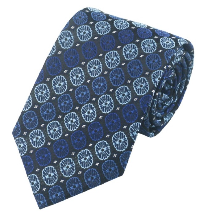 Подарочный галстук синий с голубым в узорах