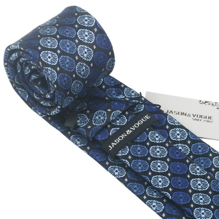 Подарочный галстук синий с голубым в узорах