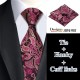 Краватка фуксія з візерунками, платок та запонки