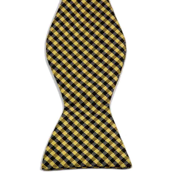 Краватка-метелик жовта в модну клітинку + хустка
