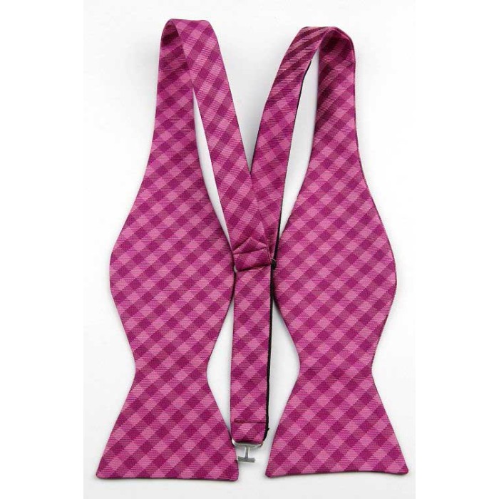 Розовая галстук-бабочка в клетку с платком