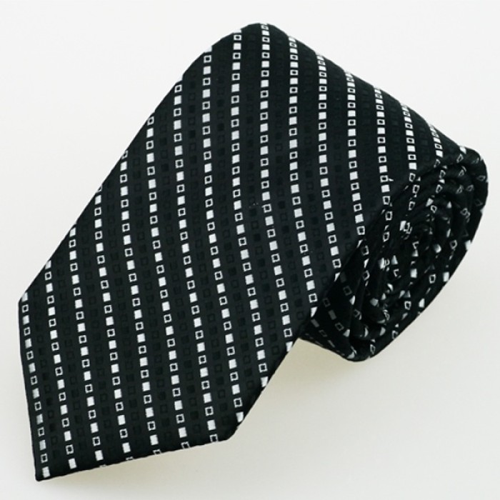 Подарочный галстук черный в белый квадратик