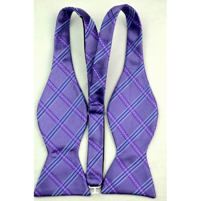 Галстук-бабочка фиолетовая в квадрат+платок