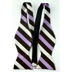 Краватка-метелик в смужку з коричневим та фіолетовим