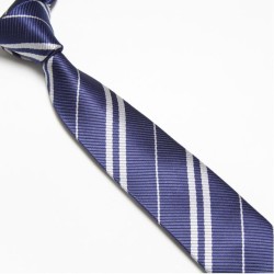 Краватка вузька синя в сіру смужку