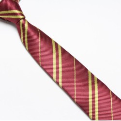 Краватка вузька червона в жовту смужку