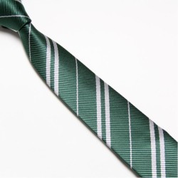 Краватка вузька зелена в сіру смужку