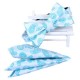Біла з блакитними огірками краватка-метелик+платок