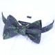 Серая галстук-бабочка с оригинальным зеленым узором +платок