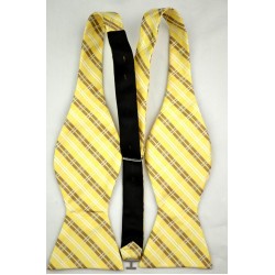 Краватка-метелик кремово-жовта в модну клітинку + хустка