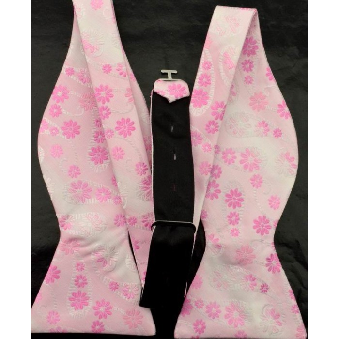 Розовая галстук-бабочка в цветочек с платком
