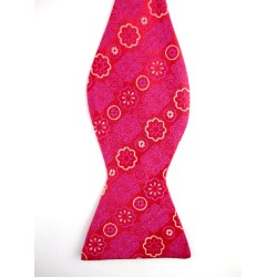 Краватка-метелик червона з рожевим та білим