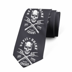 Краватка чорна з зображенням черепа Devil Drink