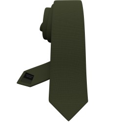 Краватка оливкова вузька матова в трьох розмірах 