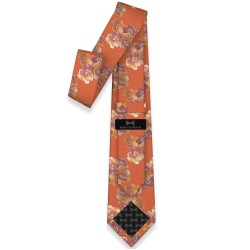 Краватка теракотова жакардова з квітами в трьох розмірах 