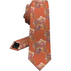 Краватка теракотова жакардова з квітами в трьох розмірах 