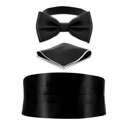 Пояс камербанд чорний (кушак) з метеликом та платком-паше