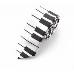 Краватка вузька біла піаніно з широкими клавішами