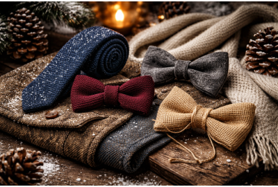 Зимові чоловічі аксесуари: трикотажні краватки та метелики з фактурою
