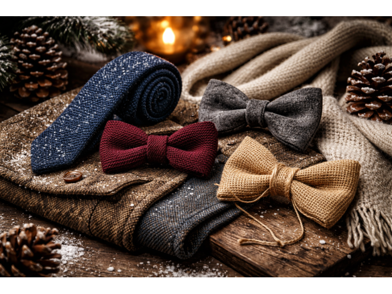 Зимові чоловічі аксесуари: трикотажні краватки та метелики з фактурою