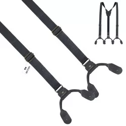 Підтяжки шкіряні на хлястиках Black Textured